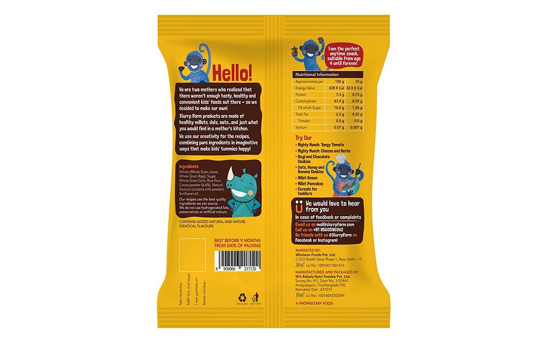Slurrp Farm Mighty Puff Choco Ragi    Pack  20 grams
